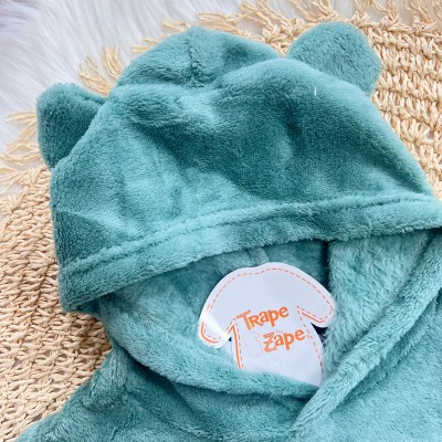 Conj. Casaco com Capuz Be Cool de Pelinho e Calça de Moletom - Verde e Marinho